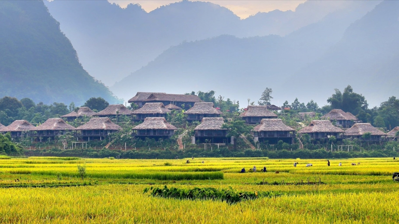 Mai Chau, serene valley of rice fields and White Thai villages