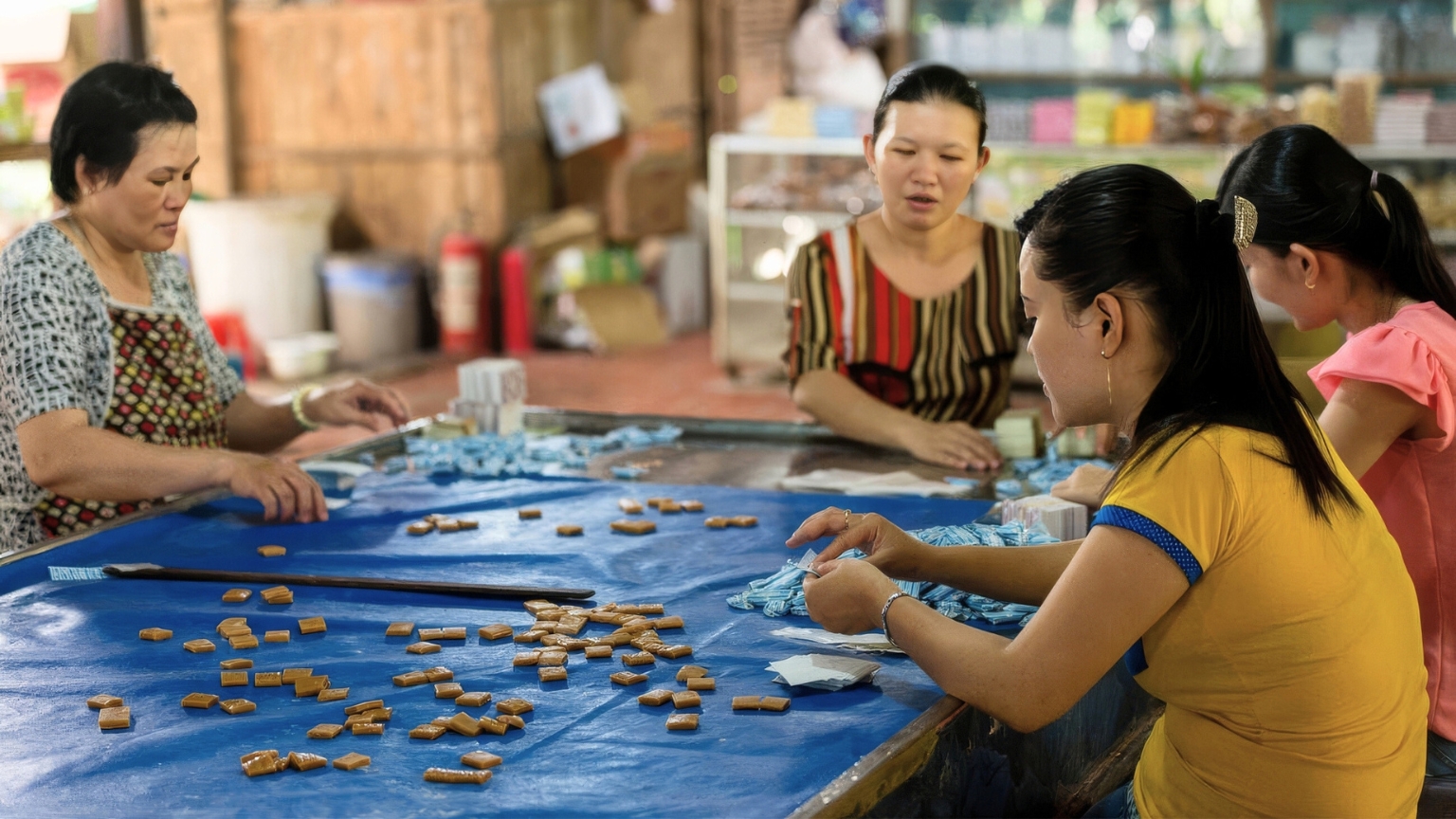 Exploring a traditional coconut candy workshop
